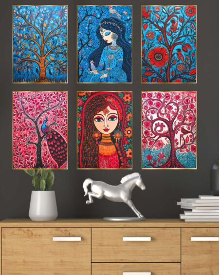 Set of Six Wall Paintings for Wall Dacoration Golden Framed Wall Paintings for Living Room & Bedroom Wall Art for Home Decoration & Office Wall Décor (17x13 inch CH-GD6-1)