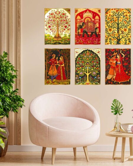 Set of Six Wall Paintings for Wall Dacoration Golden Framed Wall Paintings for Living Room & Bedroom Wall Art for Home Decoration & Office Wall Décor (13x10 inch CH-GD6-10)
