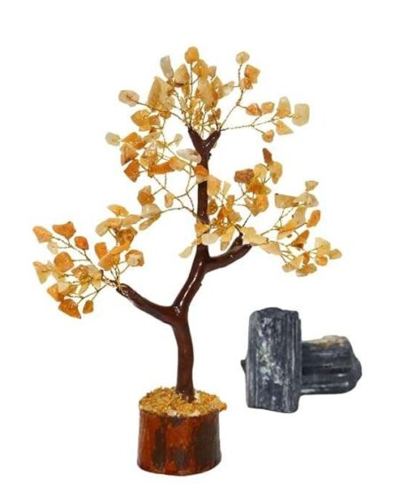 Crystal Tree Good Luck Showpiece for Home Decor Items Crystals Gemstones Bonsai Money Tree for Good Luck, Decoration Gift Item (Yellow Jasper)