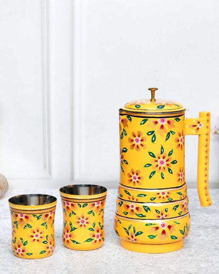 ALUMINIUM JUG WITH GLASS