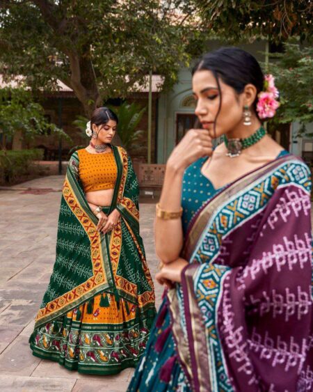 Women's Traditional Printed Lehenga Choli Set with Bandhani Dupatta ? Festive & Navratri Wear