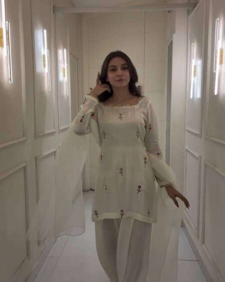 Women's Raw Silk Floral Printed Straight Kurti With Salwar and Dupatta Set